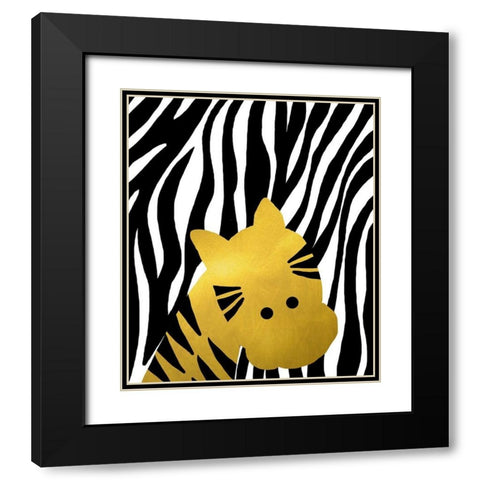 Gold Baby Zebra Black Modern Wood Framed Art Print with Double Matting by Quach, Anna