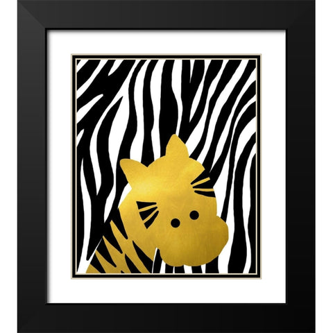 Gold Baby Zebra Black Modern Wood Framed Art Print with Double Matting by Quach, Anna