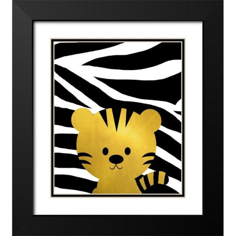 Gold Baby Tiger Black Modern Wood Framed Art Print with Double Matting by Quach, Anna