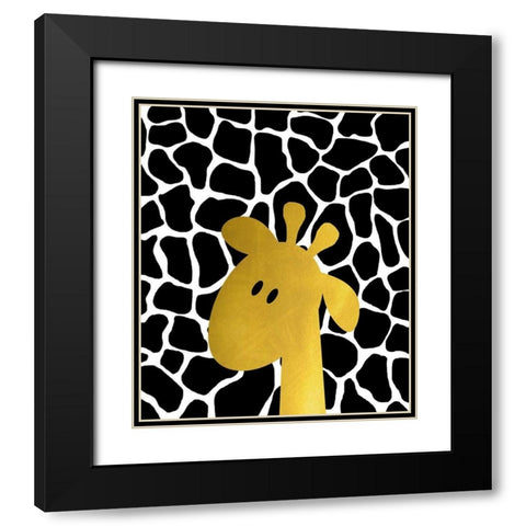 Gold Baby Giraffe Black Modern Wood Framed Art Print with Double Matting by Quach, Anna