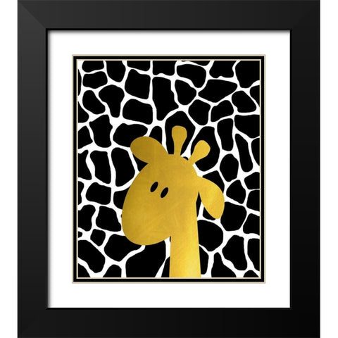 Gold Baby Giraffe Black Modern Wood Framed Art Print with Double Matting by Quach, Anna