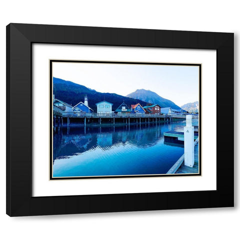 Alaskan Fish Town Black Modern Wood Framed Art Print with Double Matting by Wilson, Kali