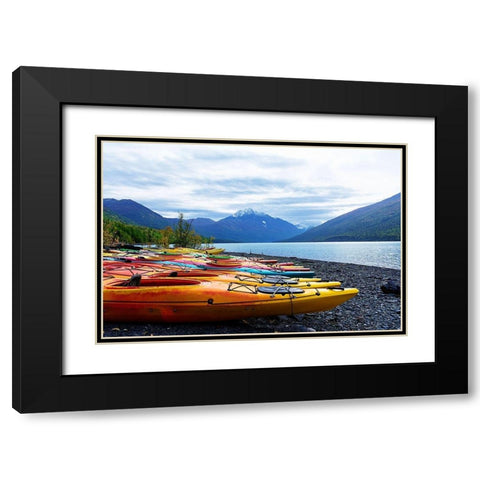 Mountain Lake Adventure Black Modern Wood Framed Art Print with Double Matting by Wilson, Kali