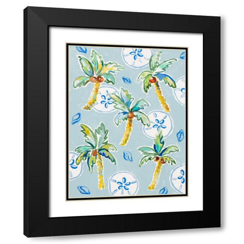 Palm Trees and Sand Dollars Black Modern Wood Framed Art Print with Double Matting by Loreth, Lanie