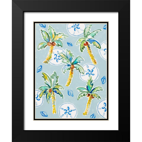 Palm Trees and Sand Dollars Black Modern Wood Framed Art Print with Double Matting by Loreth, Lanie