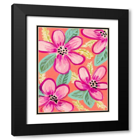 Tropical Flower Party Black Modern Wood Framed Art Print with Double Matting by Loreth, Lanie