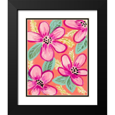 Tropical Flower Party Black Modern Wood Framed Art Print with Double Matting by Loreth, Lanie
