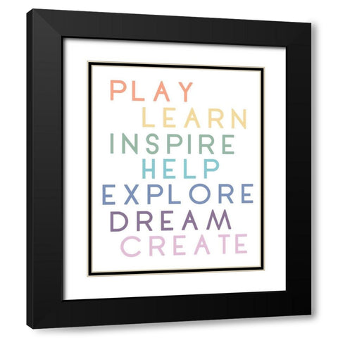 Play And Learn Black Modern Wood Framed Art Print with Double Matting by Quach, Anna