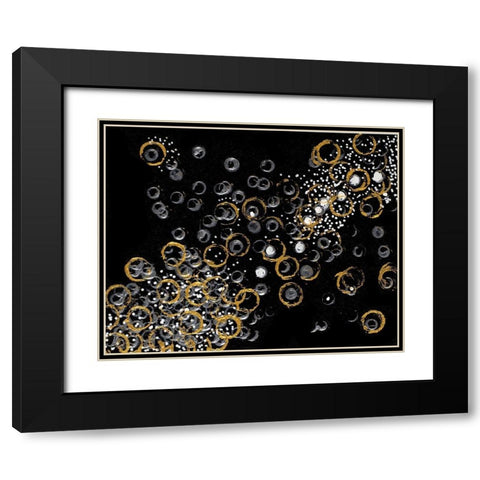 Black and Gold Bubbles II Black Modern Wood Framed Art Print with Double Matting by Pattinian, Merri