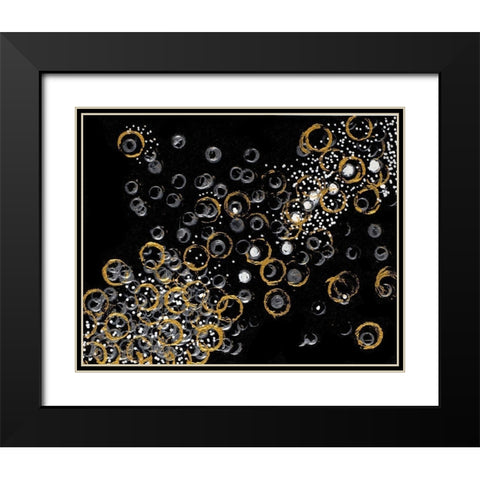 Black and Gold Bubbles II Black Modern Wood Framed Art Print with Double Matting by Pattinian, Merri