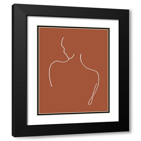 Silhouette On Terracotta Black Modern Wood Framed Art Print with Double Matting by Pinto, Patricia