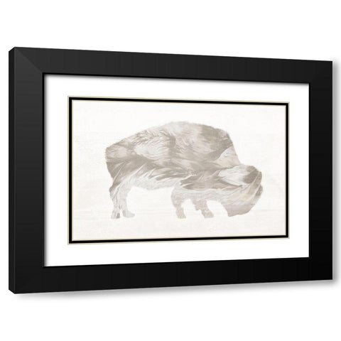 Muted Urban Bison Black Modern Wood Framed Art Print with Double Matting by Meneely, Dan