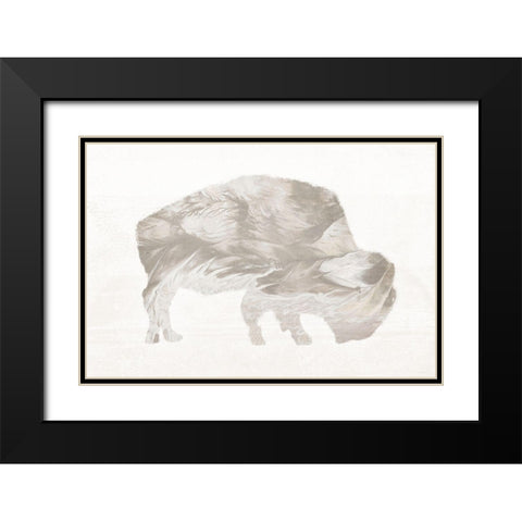 Muted Urban Bison Black Modern Wood Framed Art Print with Double Matting by Meneely, Dan