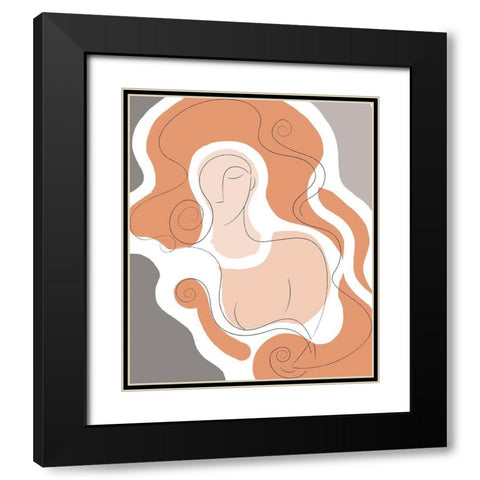 Long Locks Line Drawing Black Modern Wood Framed Art Print with Double Matting by Mosher, Deidre