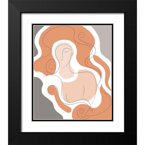 Long Locks Line Drawing Black Modern Wood Framed Art Print with Double Matting by Mosher, Deidre