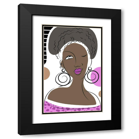 Winking Lady Black Modern Wood Framed Art Print with Double Matting by Mosher, Deidre