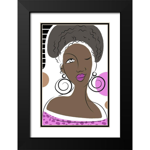 Winking Lady Black Modern Wood Framed Art Print with Double Matting by Mosher, Deidre