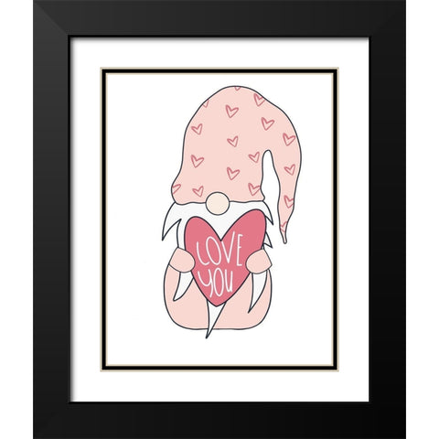 Valentine Gnome Black Modern Wood Framed Art Print with Double Matting by Torres, Melanie