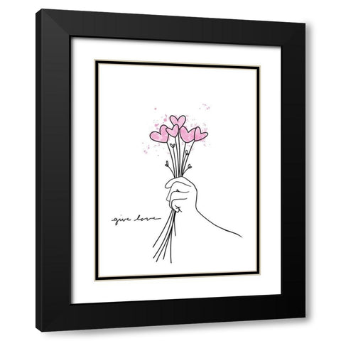 Give Love Black Modern Wood Framed Art Print with Double Matting by Torres, Melanie