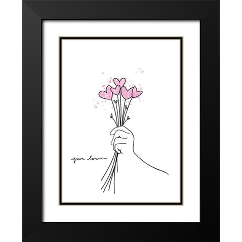 Give Love Black Modern Wood Framed Art Print with Double Matting by Torres, Melanie