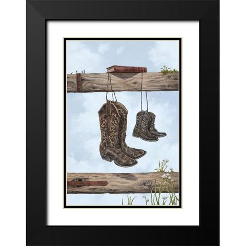Family Boots Black Modern Wood Framed Art Print with Double Matting by Sheppard, Lucca