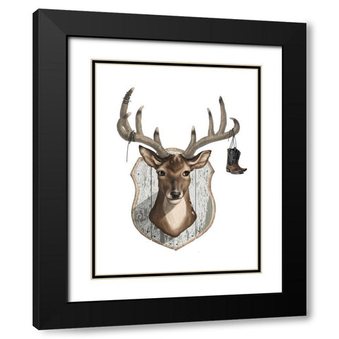 Deer Mount Black Modern Wood Framed Art Print with Double Matting by Sheppard, Lucca