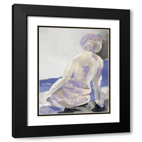 Periwinkle Seated Nude Black Modern Wood Framed Art Print with Double Matting by Loreth, Lanie