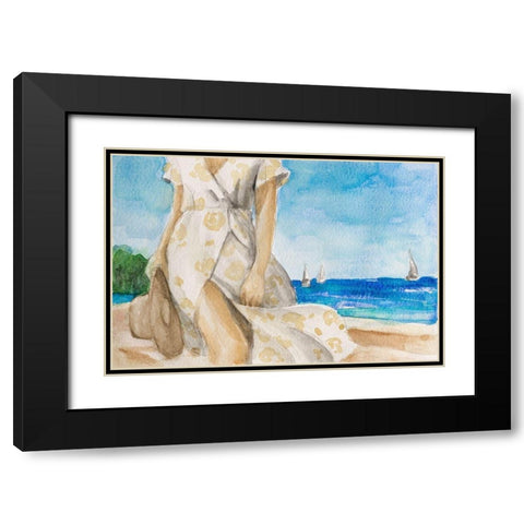 Windy Day On The Beach Black Modern Wood Framed Art Print with Double Matting by Loreth, Lanie