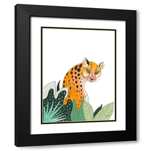 Peering Cheetah Black Modern Wood Framed Art Print with Double Matting by Pinto, Patricia