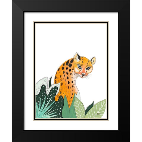 Peering Cheetah Black Modern Wood Framed Art Print with Double Matting by Pinto, Patricia