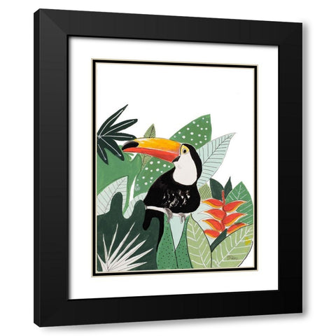 Peering Toucan Black Modern Wood Framed Art Print with Double Matting by Pinto, Patricia