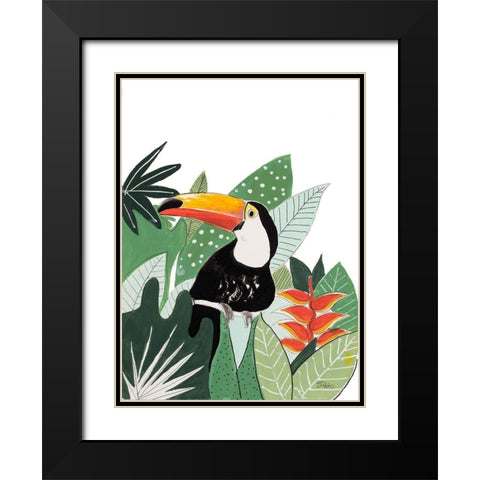 Peering Toucan Black Modern Wood Framed Art Print with Double Matting by Pinto, Patricia