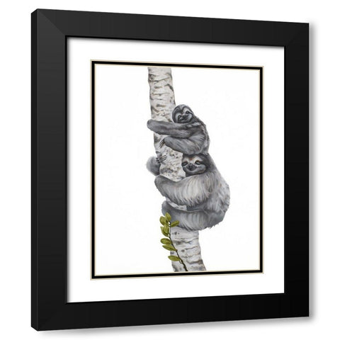 Sleepy Sloths Black Modern Wood Framed Art Print with Double Matting by Sheppard, Lucca