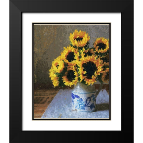 Sunflowers in Pitcher Black Modern Wood Framed Art Print with Double Matting by Medley, Elizabeth