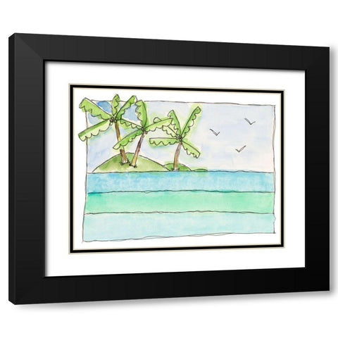 Island Palms I Black Modern Wood Framed Art Print with Double Matting by Krinlox