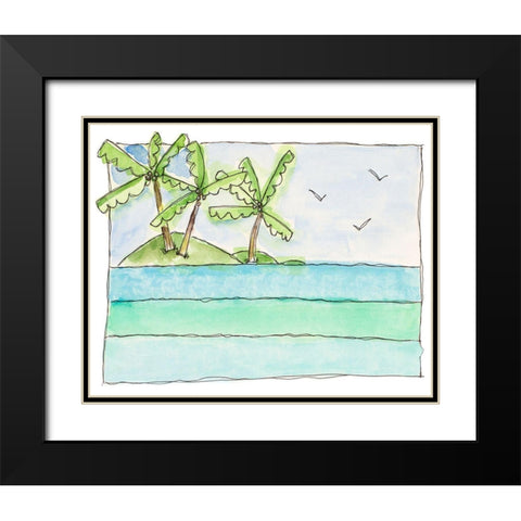 Island Palms I Black Modern Wood Framed Art Print with Double Matting by Krinlox