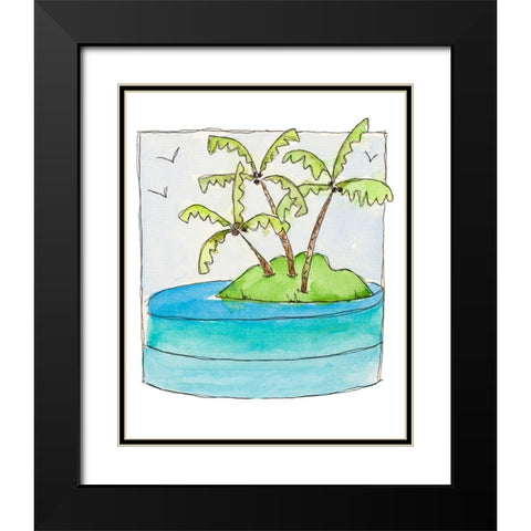 Island Palms II Black Modern Wood Framed Art Print with Double Matting by Krinlox