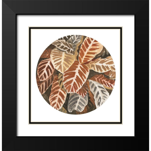 Sepia Leaves In Circle Black Modern Wood Framed Art Print with Double Matting by Pinto, Patricia