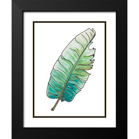 Travelers Palm Leaf Black Modern Wood Framed Art Print with Double Matting by Pinto, Patricia