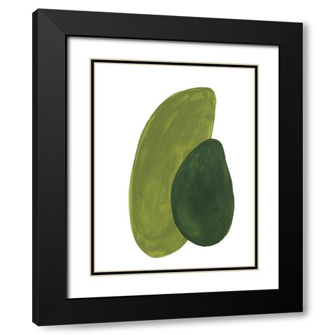Green Shapes Black Modern Wood Framed Art Print with Double Matting by Pinto, Patricia