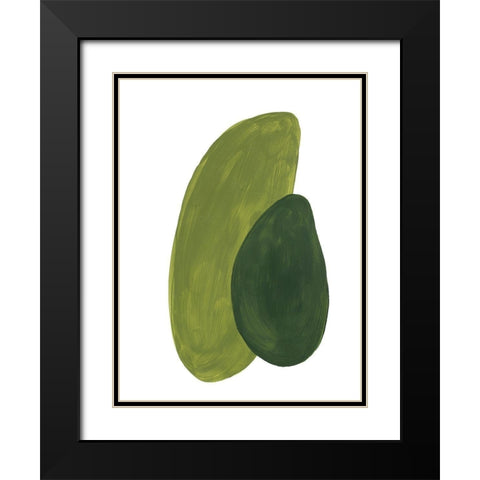 Green Shapes Black Modern Wood Framed Art Print with Double Matting by Pinto, Patricia
