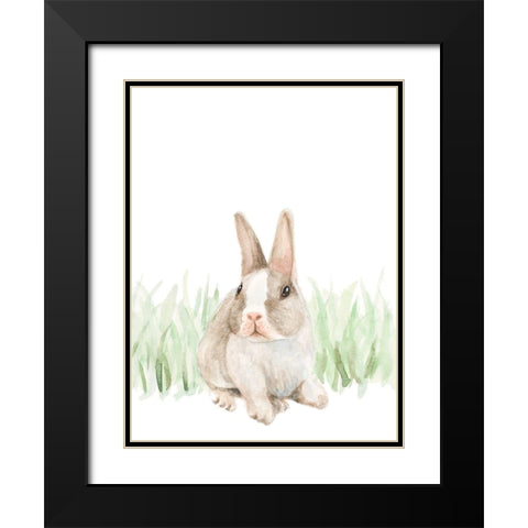 Bunny In The Grass Black Modern Wood Framed Art Print with Double Matting by Loreth, Lanie