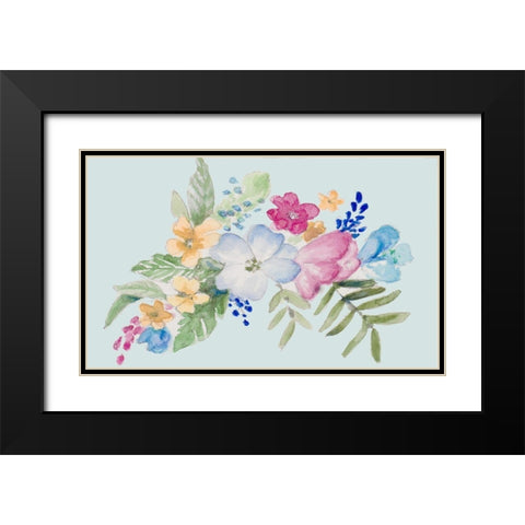 Spring Bouquet on Blue I Black Modern Wood Framed Art Print with Double Matting by Loreth, Lanie