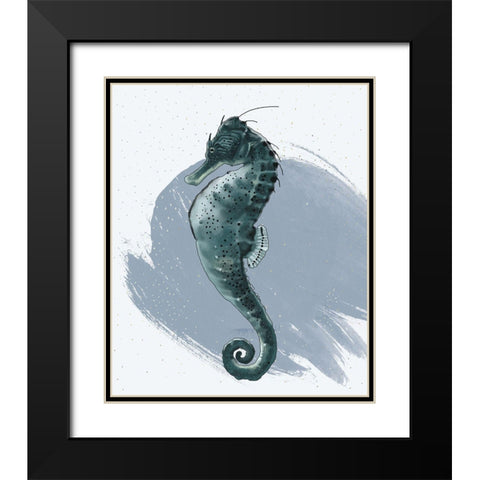 Seahorse Black Modern Wood Framed Art Print with Double Matting by Sheppard, Lucca