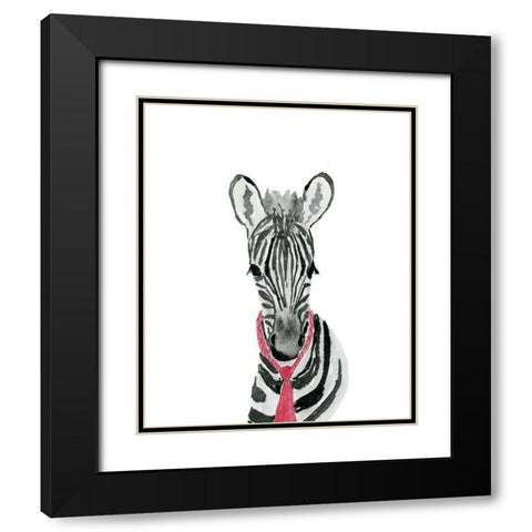 Zebra With Tie Black Modern Wood Framed Art Print with Double Matting by Price, Lucille