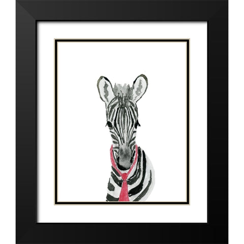 Zebra With Tie Black Modern Wood Framed Art Print with Double Matting by Price, Lucille