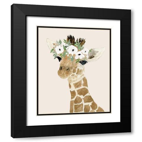 Little Giraffe Black Modern Wood Framed Art Print with Double Matting by Price, Lucille