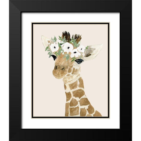Little Giraffe Black Modern Wood Framed Art Print with Double Matting by Price, Lucille
