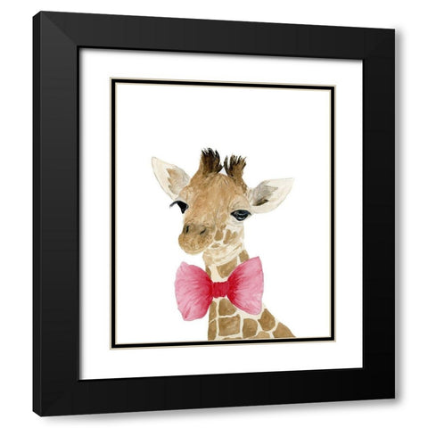 Giraffe With Bow Black Modern Wood Framed Art Print with Double Matting by Price, Lucille