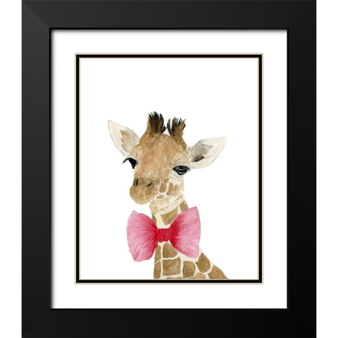 Giraffe With Bow Black Modern Wood Framed Art Print with Double Matting by Price, Lucille